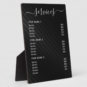 Modern Professional Business Price List Plaque