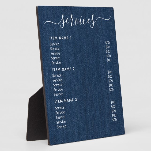 Modern Professional Business Price List  Plaque (Side)