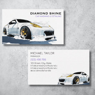 Modern Professional Car Detailing Washing Cleaning Business Card