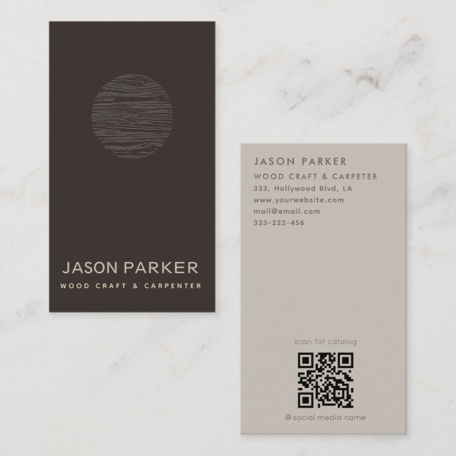 Modern professional carpenter Qr code  Business Card (Front/Back)