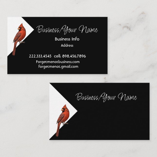 Modern Professional Classic Cardinal Red Bird art Business Card (Front/Back)