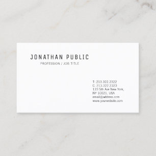 Modern Professional Clean Design Chic Trendy Plain Business Card
