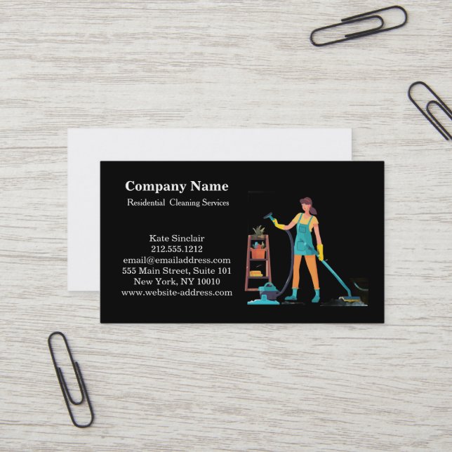 Modern Professional Cleaning Service Business Card (Front/Back In Situ)