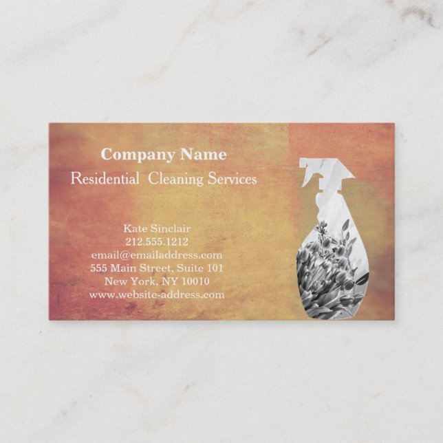 Modern Professional Cleaning Service Spray Bottle  Business Card (Front)