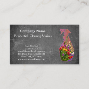 Modern Professional Cleaning Service Spray Bottle Business Card