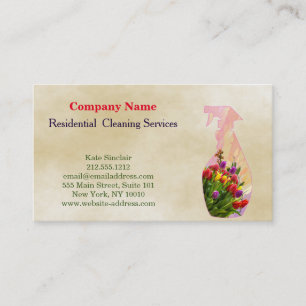 Modern Professional Cleaning Service Spray Bottle Business Card