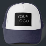 Modern Professional Company Business Logo Blue Trucker Hat<br><div class="desc">Modern Customizable Business Company Corporate Logo gifts. Add your logo or image to this modern, elegant minimalist pink gradient ombre design. You can simply add your company logo, image, or personal photo. Editable logo or photo business or individual personal gift for a friend, co-worker, or anyone else. Customizable company business...</div>