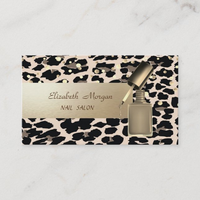Modern Professional,Confetti,Nail Polish,Leopard Business Card (Front)