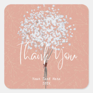 Modern Professional Coral Thank You Square Sticker