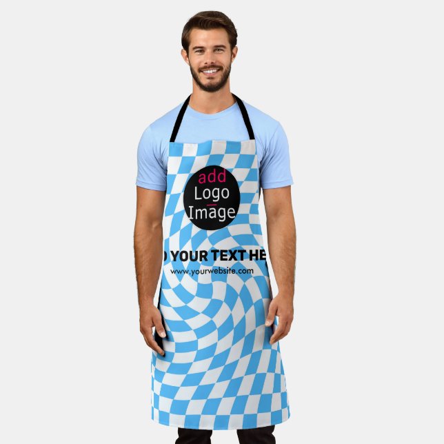 Modern Professional Custom Brand Chequered Pink  Apron (Worn)