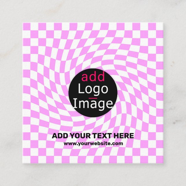 Modern Professional Custom Brand Chequered Pink  Enclosure Card (Front)
