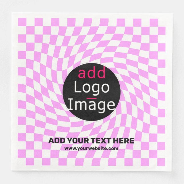 Modern Professional Custom Brand Chequered Pink  Napkin (Front)