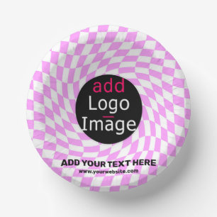 Modern Professional Custom Brand Chequered Pink Paper Plate