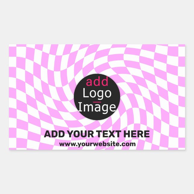 Modern Professional Custom Brand Chequered Pink  Sticker (Front)