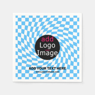 Modern Professional Custom Business Chequered Blue Napkin