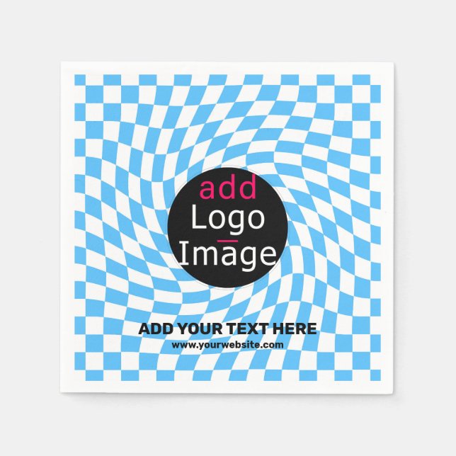 Modern Professional Custom Business Chequered Blue Napkin (Front)