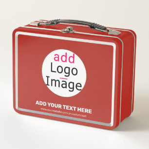Modern Professional Custom Business Chic Red Metal Lunch Box