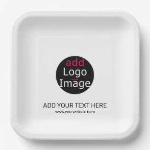 Modern Professional Custom Business Chic White Paper Plate