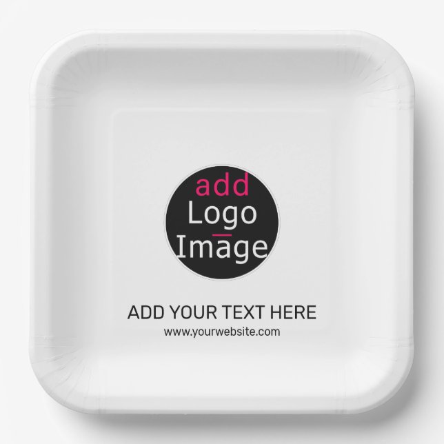 Modern Professional Custom Business Chic White  Paper Plate (Front)