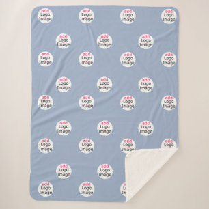 Modern Professional Custom Business Dusty Blue Sherpa Blanket
