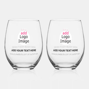 Modern Professional Customizable Business Chic Stemless Wine Glass