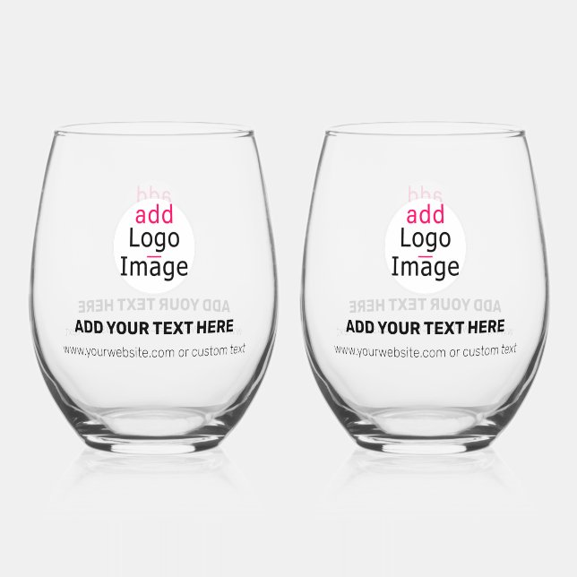 Modern Professional Customizable Business Chic  Stemless Wine Glass (Front)
