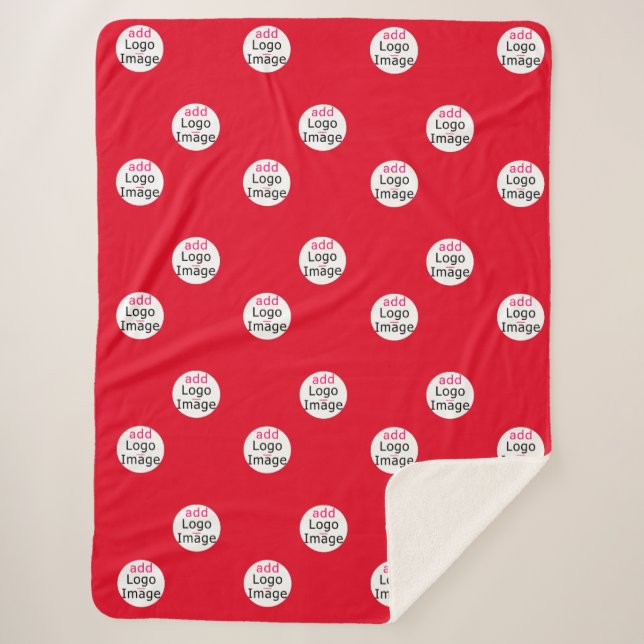 Modern Professional Customizable Business Red Sherpa Blanket (Front)