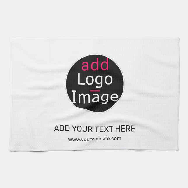 Modern Professional Customizable Business White Kitchen Towel (Horizontal)