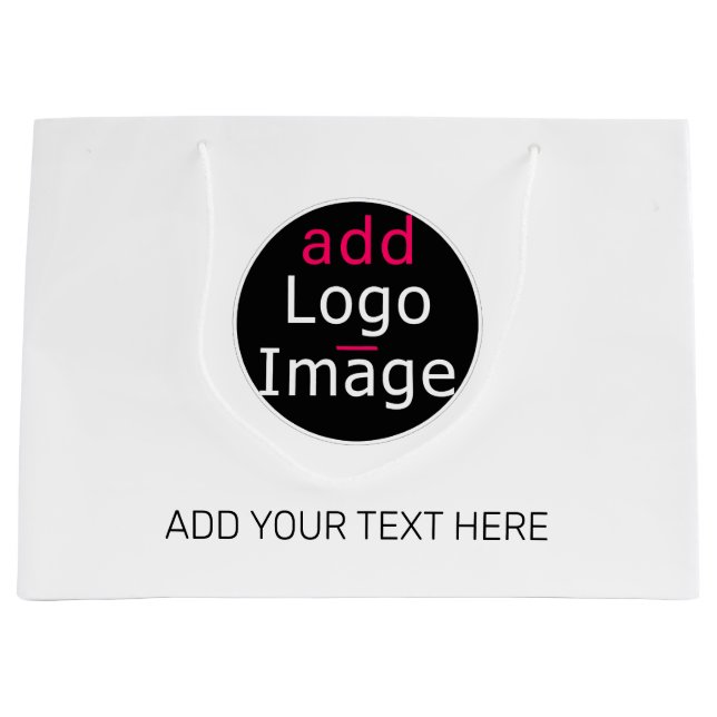 Modern Professional Customizable Business White Large Gift Bag (Front)