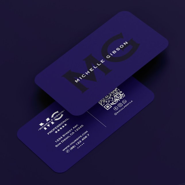 Modern Professional Dark Blue Initials  Business Card (Modern Professional Dark Blue Initials Business Card
)
