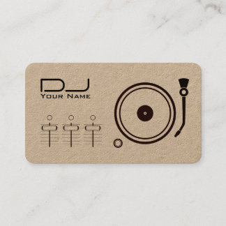 Modern professional DJ player black line kraft Business Card