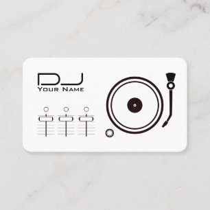 Modern professional DJ player black line white Business Card