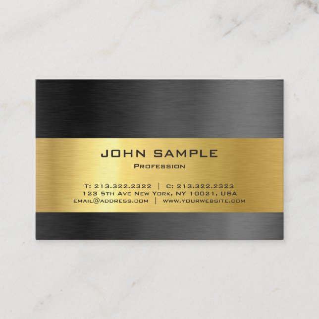 Modern Professional Elegant Black and Gold Gloss Business Card (Front)