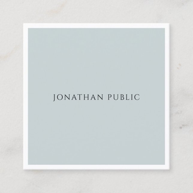 Modern Professional Elegant Blue Green Simple Cool Square Business Card (Front)