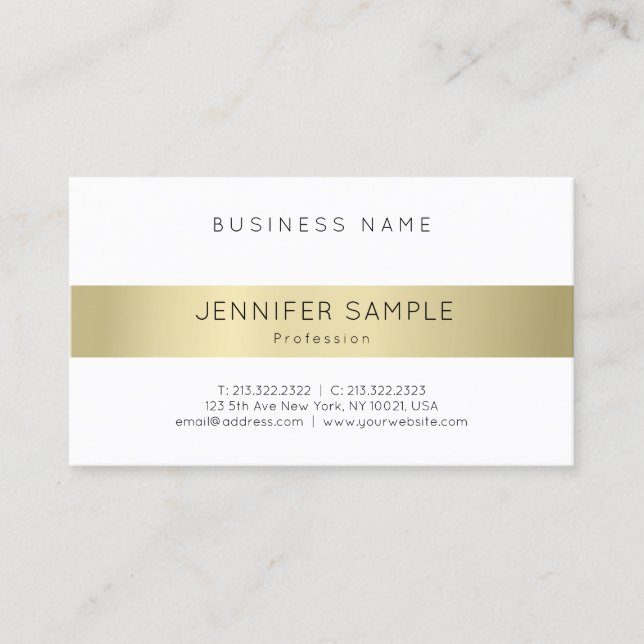 Modern Professional Elegant Gold Look Simple Plain Business Card (Front)