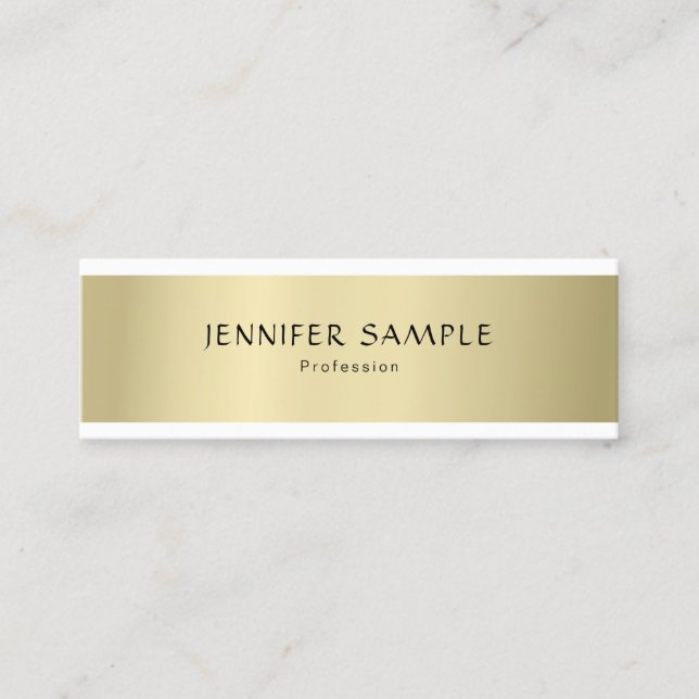 Modern Professional Elegant Gold Look Simple Plain Mini Business Card (Front)