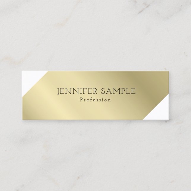 Modern Professional Elegant Gold Look Sleek Plain Mini Business Card (Front)