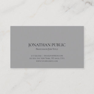 Modern Professional Elegant Grey Minimalist Plain Business Card
