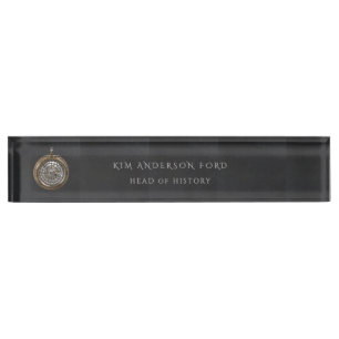 Modern Professional Elegant Matte Black Obsidian Nameplate