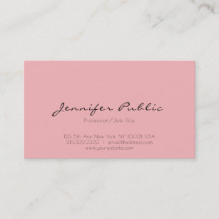 Modern Professional Elegant Pink White Clean Plain Business Card