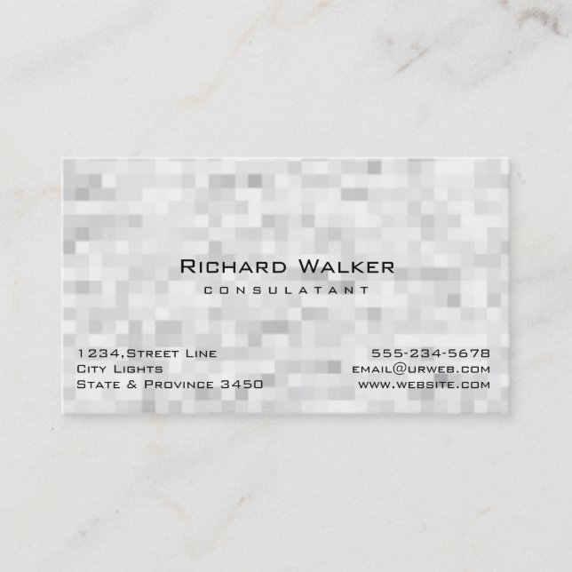 Modern Professional elegant Plain White Mosaic Business Card (Front)