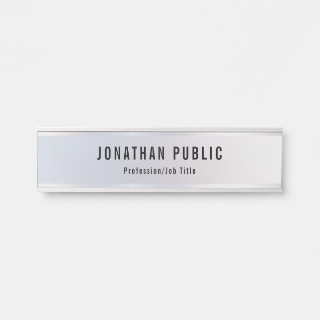 Modern Professional Elegant Silver Template Door Sign (Front)