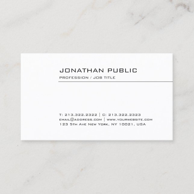 Modern Professional Elegant Simple Personalized Business Card (Front)