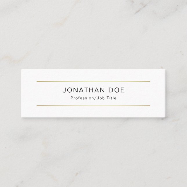 Modern Professional Elegant Sleek Plain Gold Line Mini Business Card (Front)