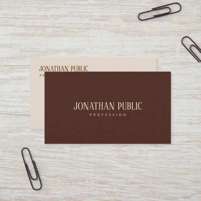 Modern Professional Elegant Template Brown & Beige Business Card (Front/Back In Situ)