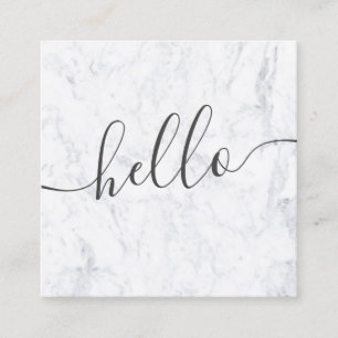Modern professional elegant white marble hello square business card