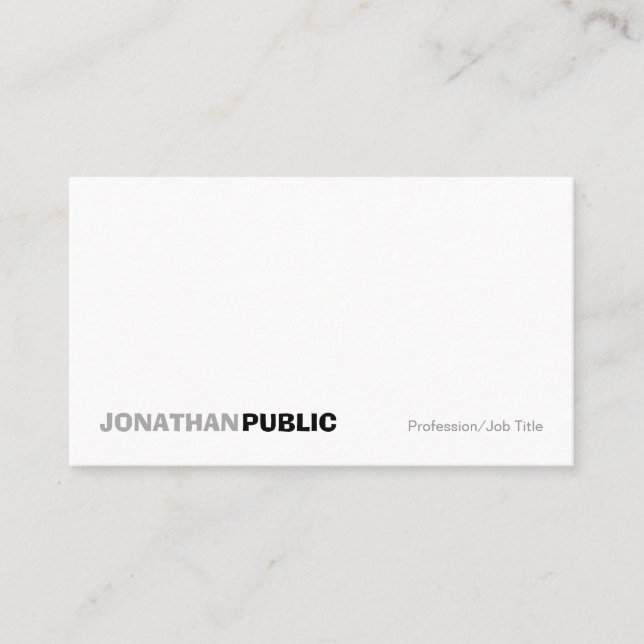 Modern Professional Elegant White Simple Plain Business Card (Front)