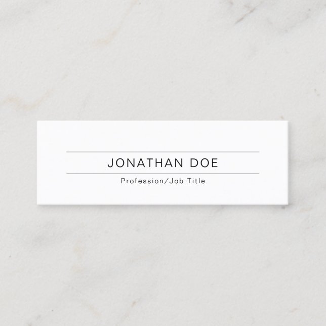 Modern Professional Elegant White Simple Plain Mini Business Card (Front)