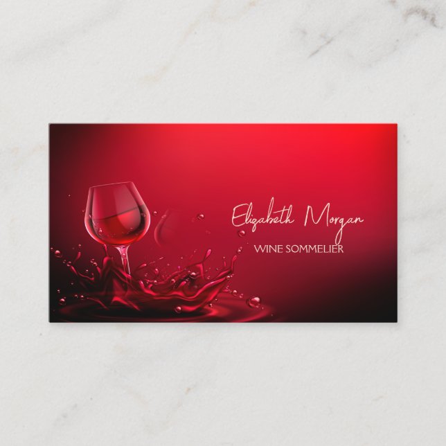 Modern Professional Elegant Wine Glass Red  Business Card (Front)