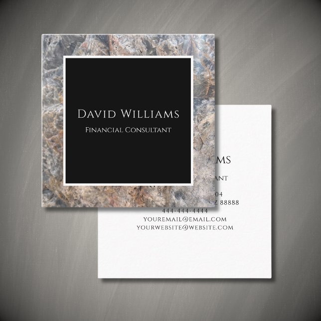 Modern Professional Financial Consultant Marble Square Business Card (Creator Uploaded)